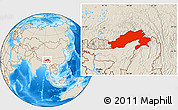 Shaded Relief Location Map of Arunachal Pradesh