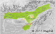 Physical 3D Map of Assam, lighten, desaturated