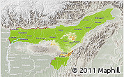 Physical 3D Map of Assam, lighten, semi-desaturated