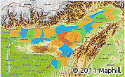 Political 3D Map of Assam, physical outside