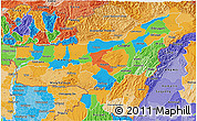 Political 3D Map of Assam, political shades outside