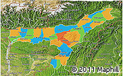 Political 3D Map of Assam, satellite outside