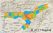 Political 3D Map of Assam, shaded relief outside