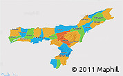 Political 3D Map of Assam, single color outside