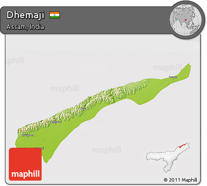 Physical 3D Map of Dhemaji, cropped outside