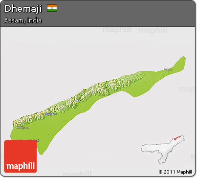 Physical 3D Map of Dhemaji, cropped outside