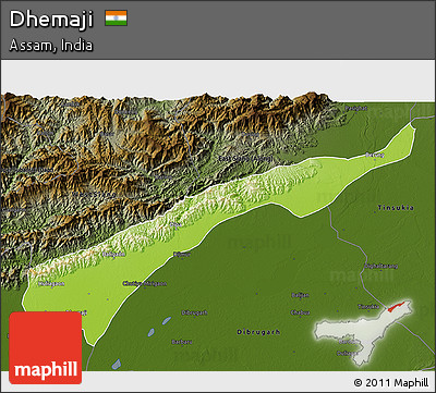 Physical 3D Map of Dhemaji, darken