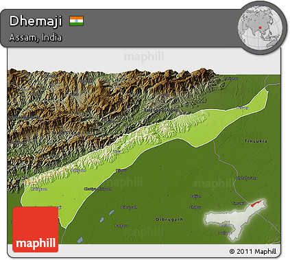 Physical 3D Map of Dhemaji, darken