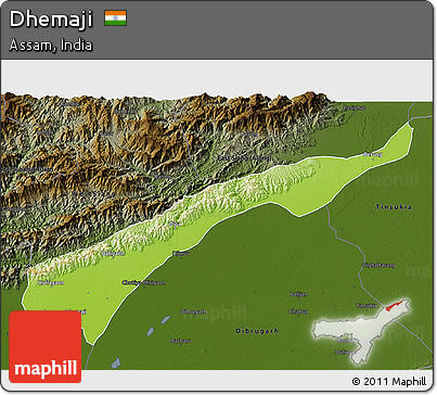 Physical 3D Map of Dhemaji, darken