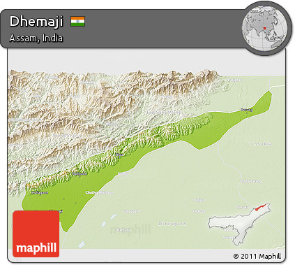 Physical 3D Map of Dhemaji, lighten