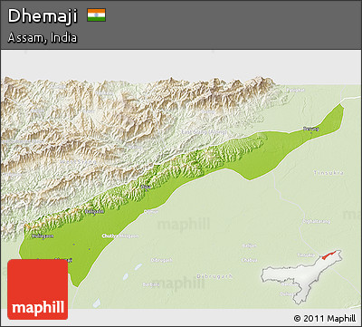 Physical 3D Map of Dhemaji, lighten