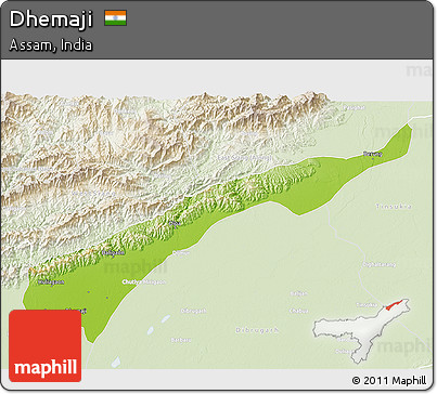 Physical 3D Map of Dhemaji, lighten