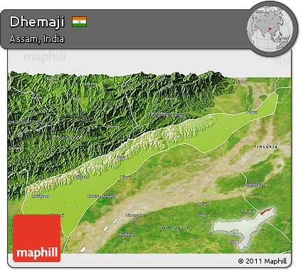 Physical 3D Map of Dhemaji, satellite outside
