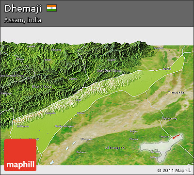 Physical 3D Map of Dhemaji, satellite outside