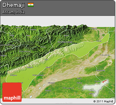 Physical 3D Map of Dhemaji, satellite outside