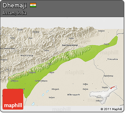 Physical 3D Map of Dhemaji, shaded relief outside