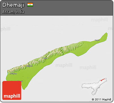 Physical 3D Map of Dhemaji, single color outside