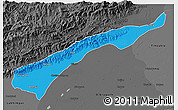 Political 3D Map of Dhemaji, darken, desaturated