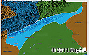 Political 3D Map of Dhemaji, darken