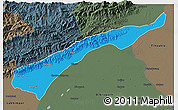 Political 3D Map of Dhemaji, darken, semi-desaturated