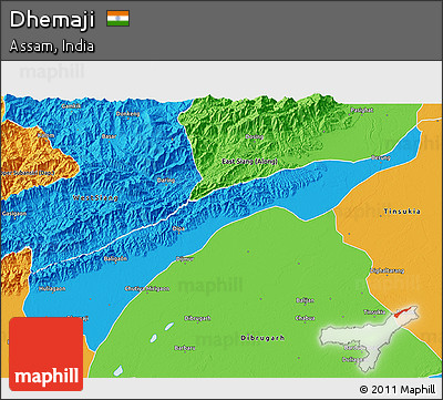 Political 3D Map of Dhemaji
