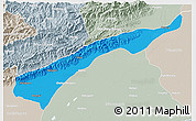 Political 3D Map of Dhemaji, lighten, semi-desaturated