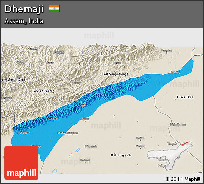 Political 3D Map of Dhemaji, shaded relief outside