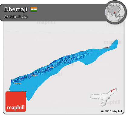 Political 3D Map of Dhemaji, single color outside
