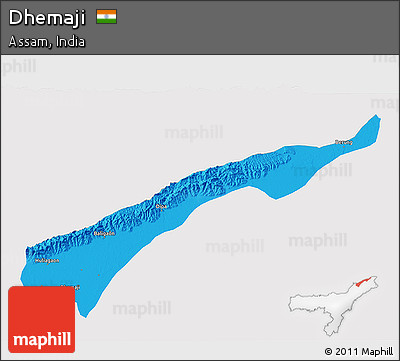 Political 3D Map of Dhemaji, single color outside