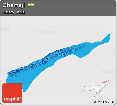 Political 3D Map of Dhemaji, single color outside