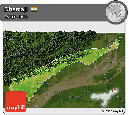 Satellite 3D Map of Dhemaji, darken