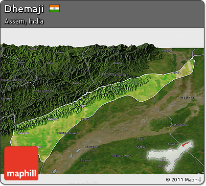 Satellite 3D Map of Dhemaji, darken