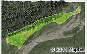 Satellite 3D Map of Dhemaji, darken, semi-desaturated