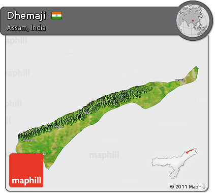 Satellite 3D Map of Dhemaji, single color outside