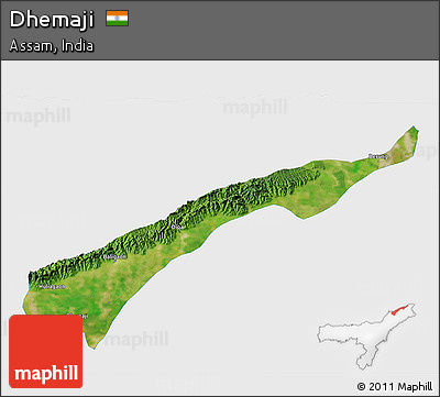 Satellite 3D Map of Dhemaji, single color outside