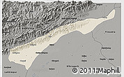 Shaded Relief 3D Map of Dhemaji, darken, semi-desaturated