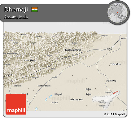 Shaded Relief 3D Map of Dhemaji