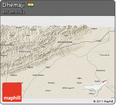 Shaded Relief 3D Map of Dhemaji