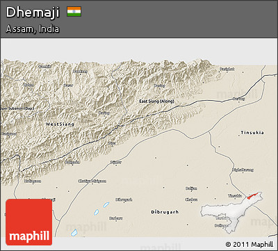 Shaded Relief 3D Map of Dhemaji