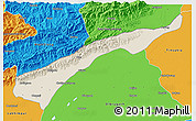Shaded Relief 3D Map of Dhemaji, political outside