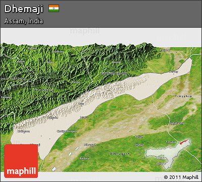 Shaded Relief 3D Map of Dhemaji, satellite outside