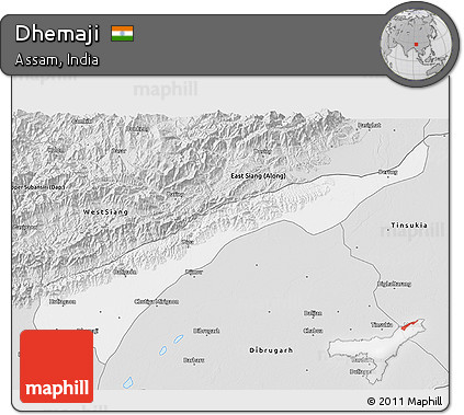 Silver Style 3D Map of Dhemaji