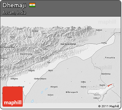 Silver Style 3D Map of Dhemaji