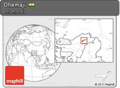 Blank Location Map of Dhemaji