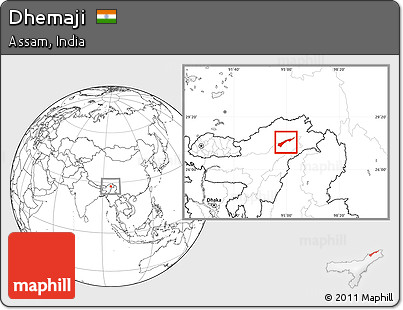 Blank Location Map of Dhemaji