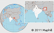Gray Location Map of Dhemaji, highlighted country, within the entire country