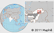 Gray Location Map of Dhemaji, highlighted country, highlighted parent region