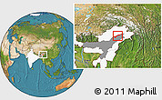 Satellite Location Map of Dhemaji, highlighted country, highlighted parent region