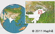 Satellite Location Map of Dhemaji, highlighted country