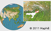 Satellite Location Map of Dhemaji, highlighted parent region